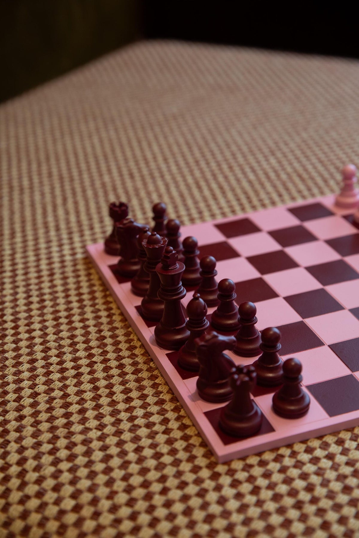 Handmade Pink & Burgundy Chess Set