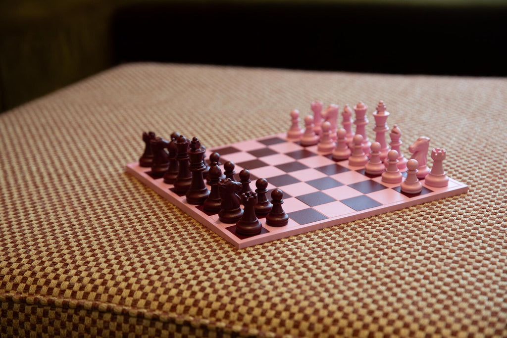 Handmade Pink & Burgundy Chess Set