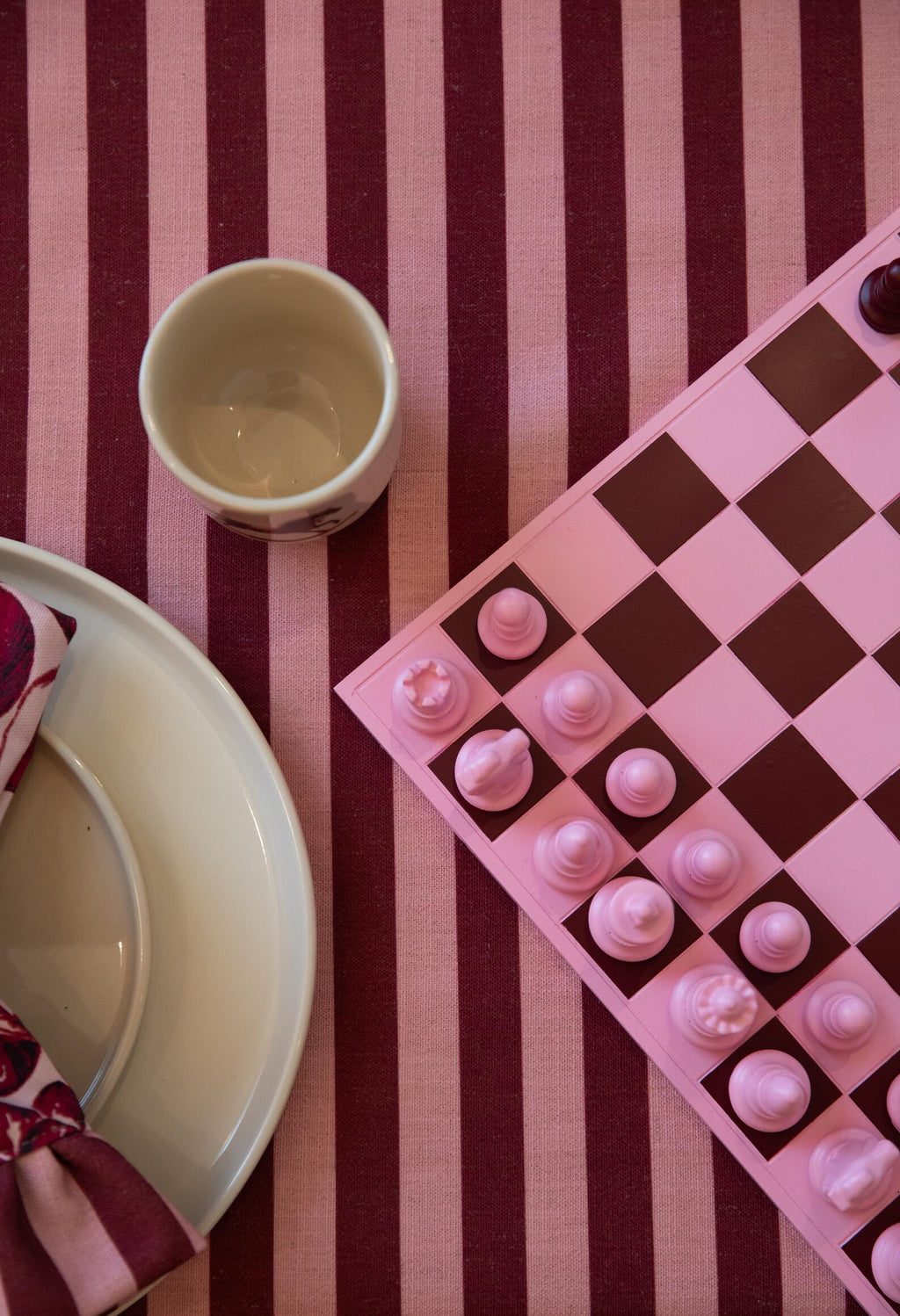 Handmade Pink & Burgundy Chess Set