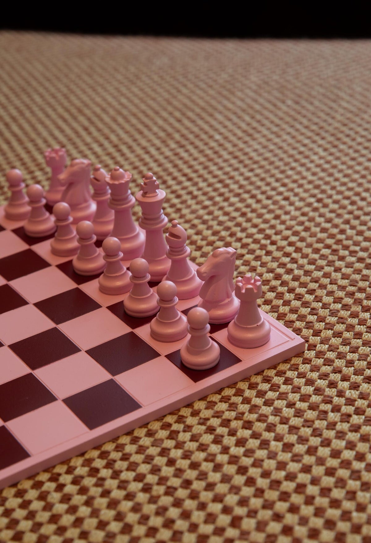 Handmade Pink & Burgundy Chess Set