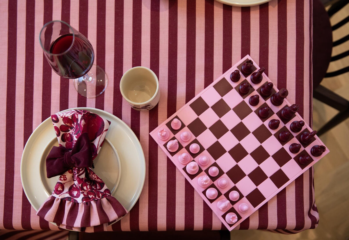Handmade Pink & Burgundy Chess Set