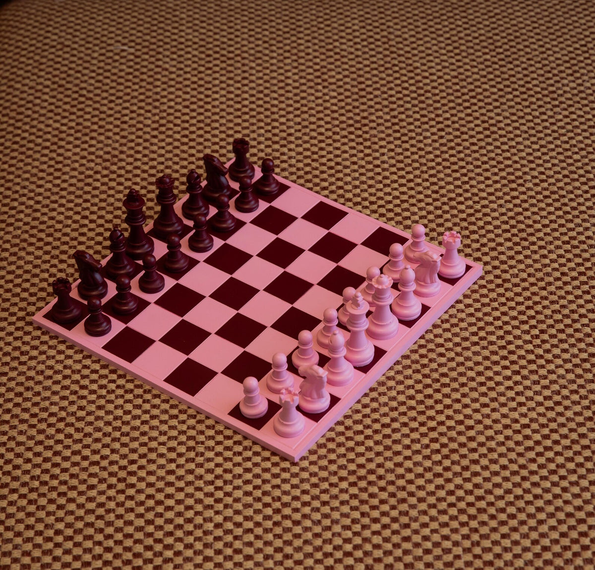 Handmade Pink & Burgundy Chess Set
