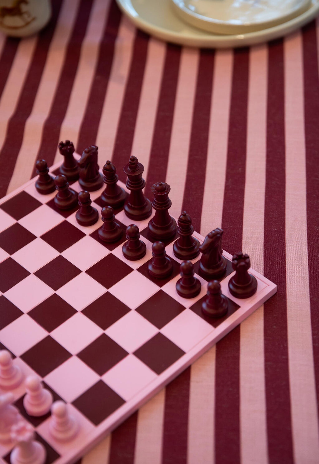 Handmade Pink & Burgundy Chess Set