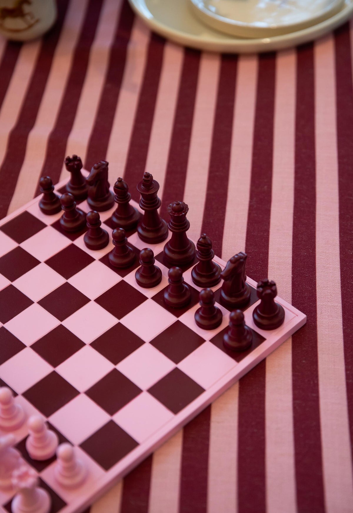 Handmade Pink & Burgundy Chess Set