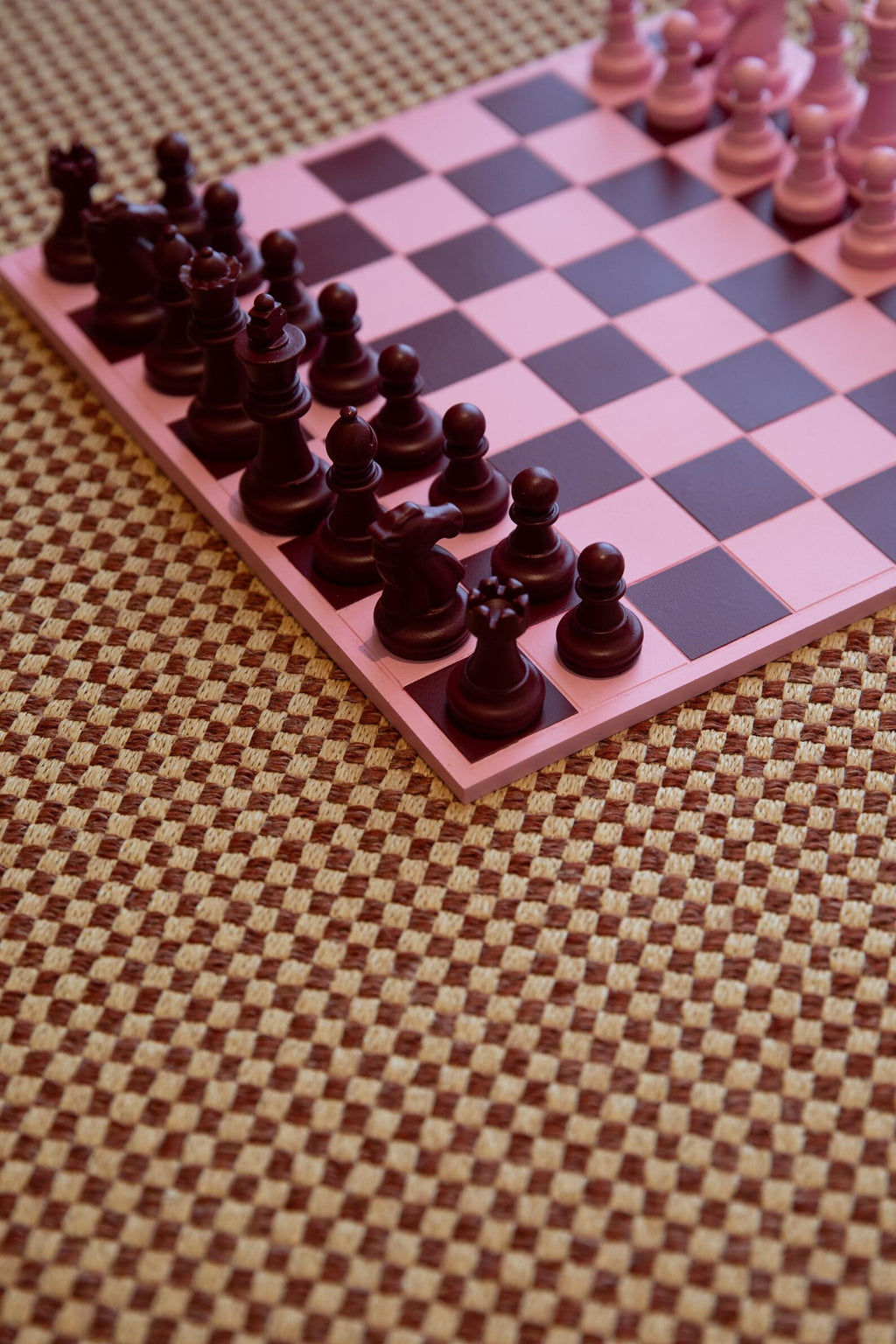 Handmade Pink & Burgundy Chess Set