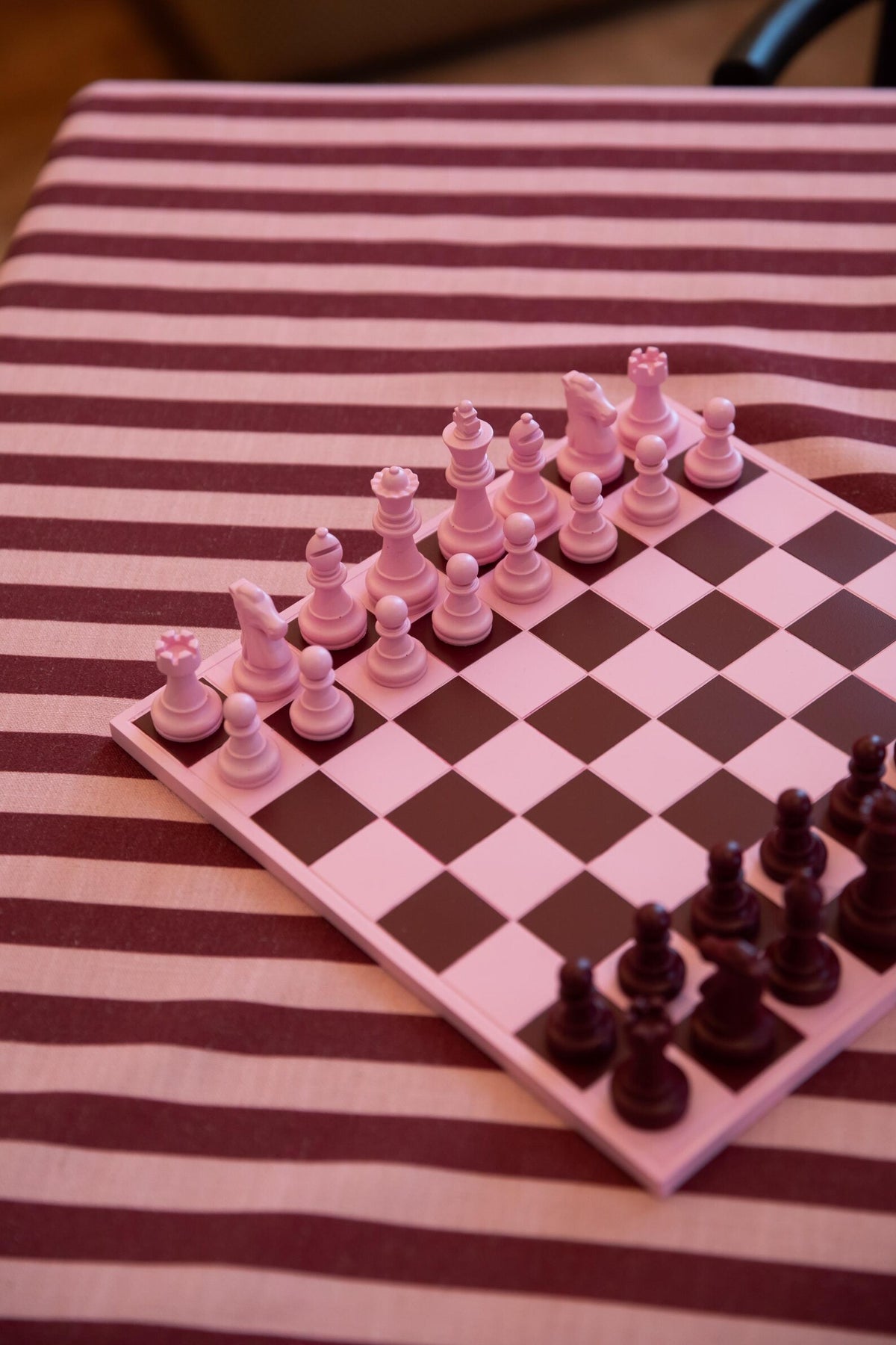 Handmade Pink & Burgundy Chess Set
