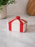 Handmade Red & Cream Circus Tent Stoneware Butter Dish