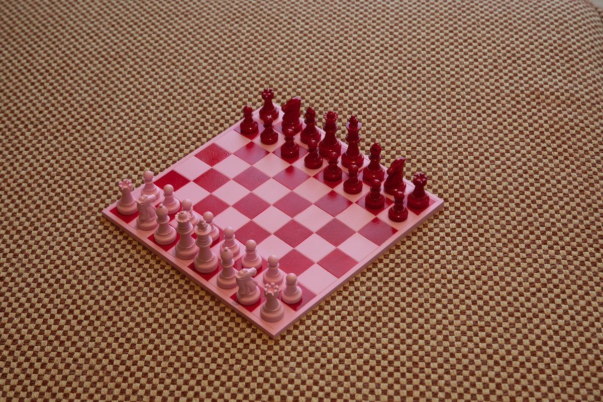 Handmade Pink & Red Chess Set