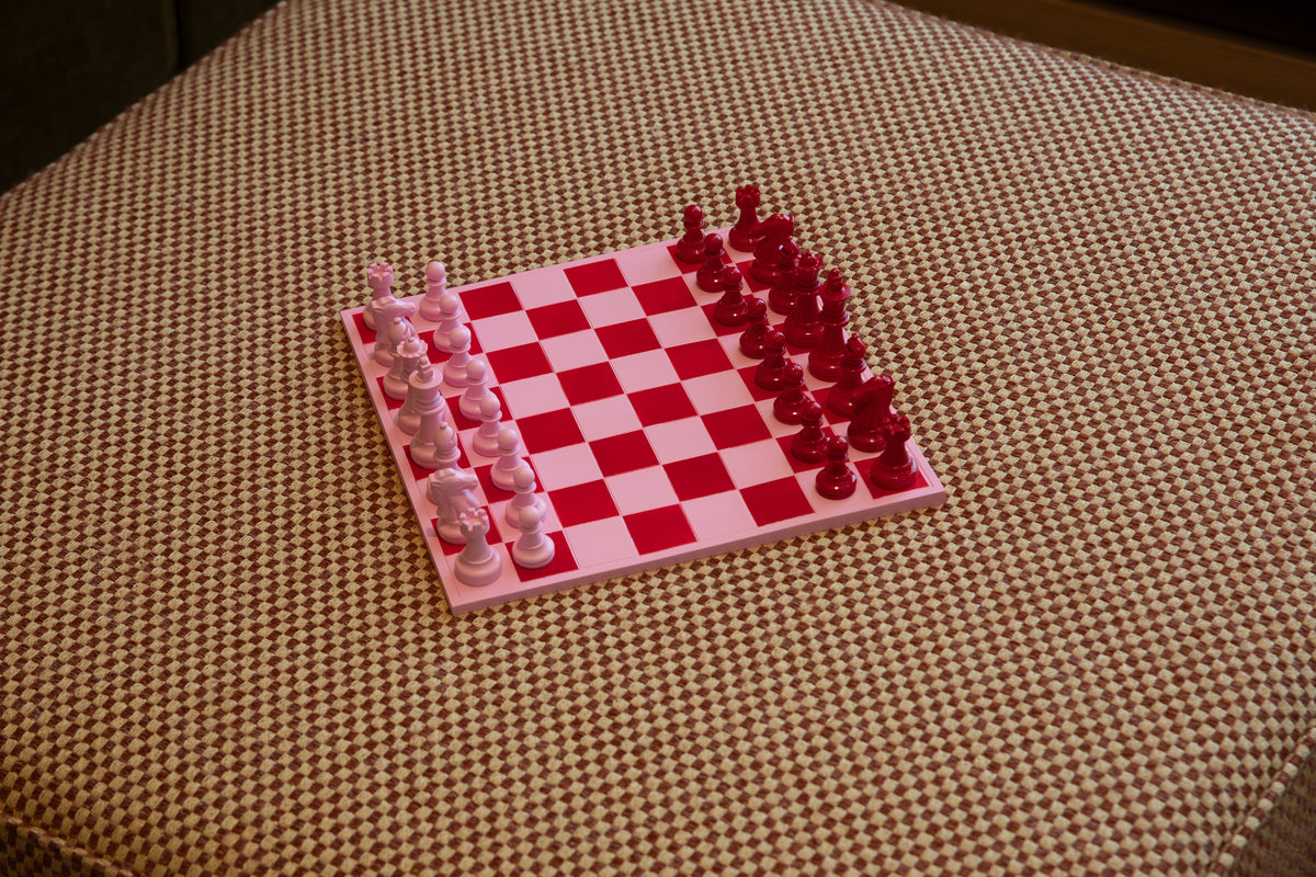 Handmade Pink & Red Chess Set