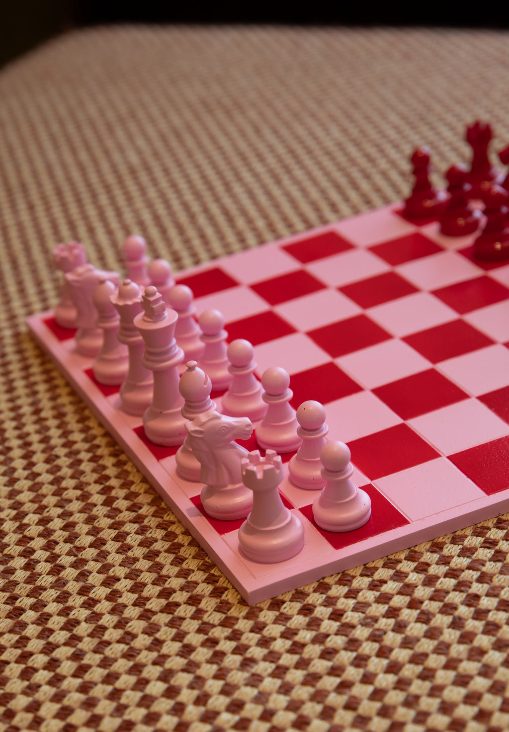 Handmade Pink & Red Chess Set