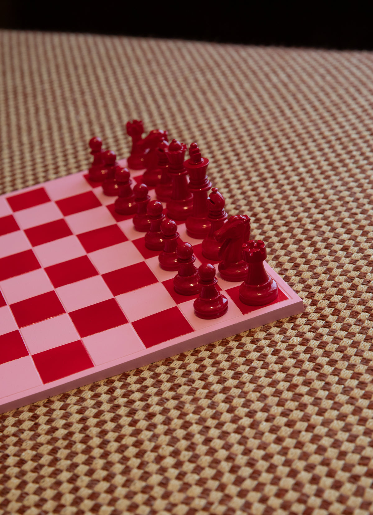 Handmade Pink & Red Chess Set