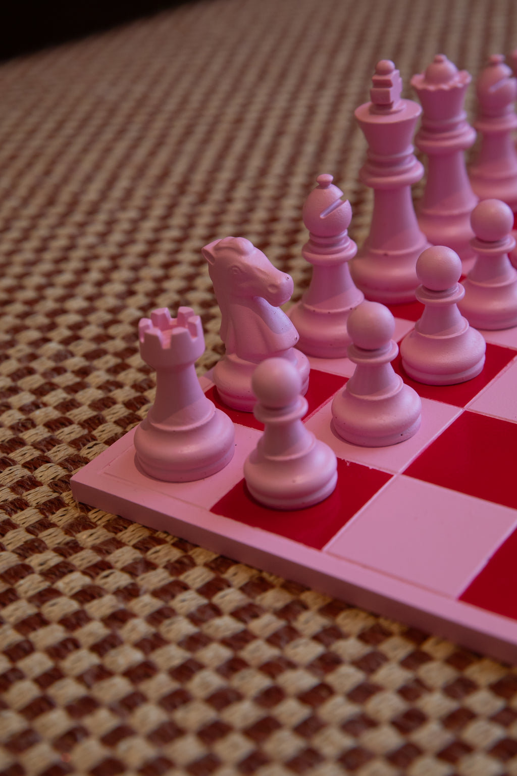 Handmade Pink & Red Chess Set