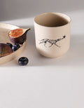 Handmade Black Brindle Greyhound & Star Ceramic Stoneware Handleless Cup