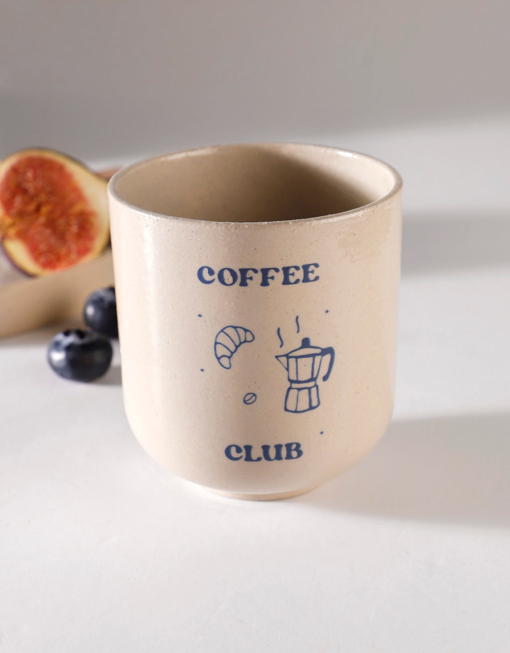 Handmade Coffee Club Ceramic Stoneware Handleless Cup