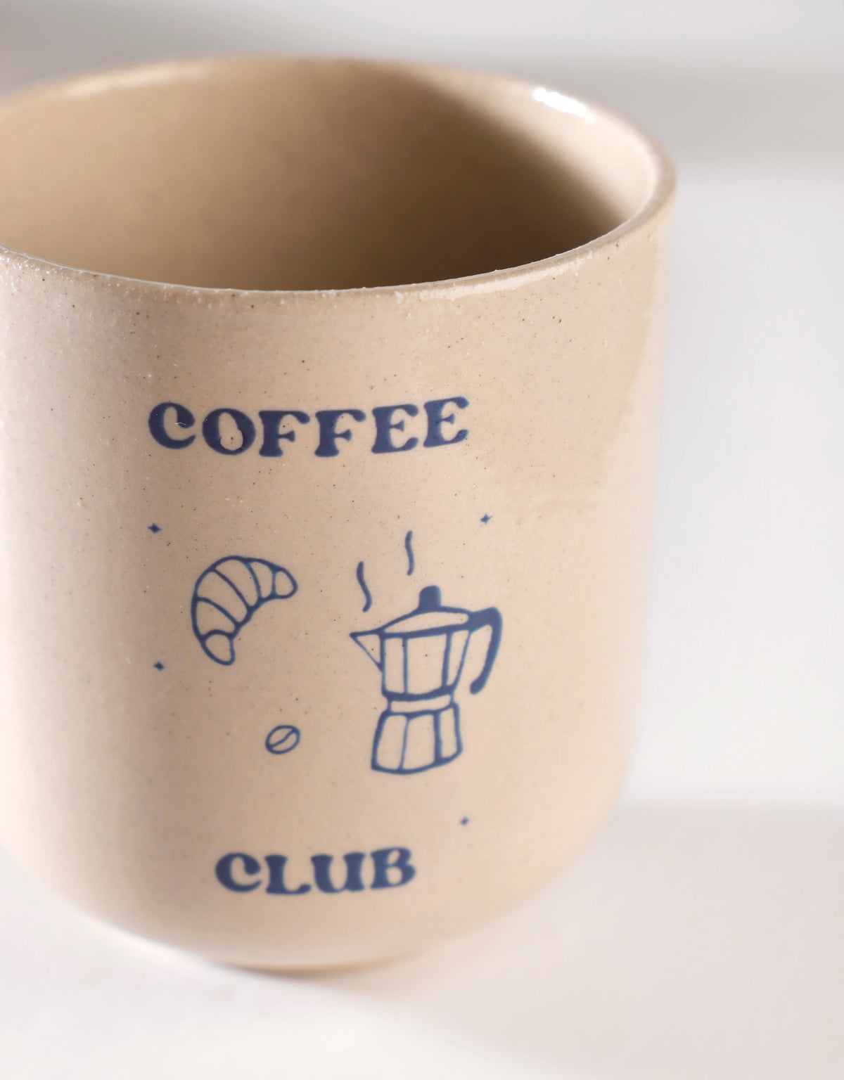 Handmade Coffee Club Ceramic Stoneware Handleless Cup
