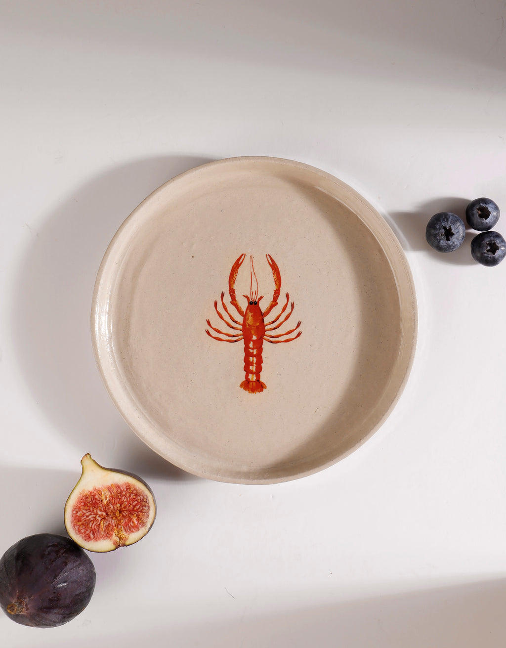 Handmade Coral Red Lobster Ceramic Stoneware Side Plate