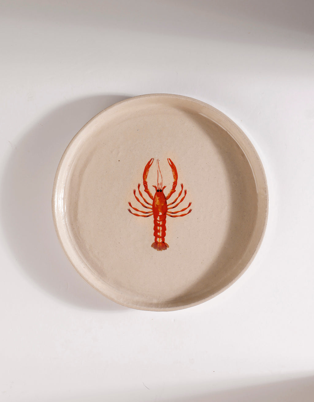 Handmade Coral Red Lobster Ceramic Stoneware Side Plate