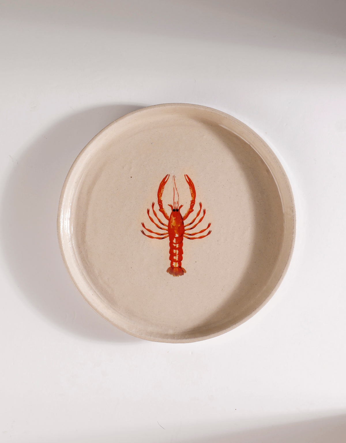 Handmade Coral Red Lobster Ceramic Stoneware Side Plate