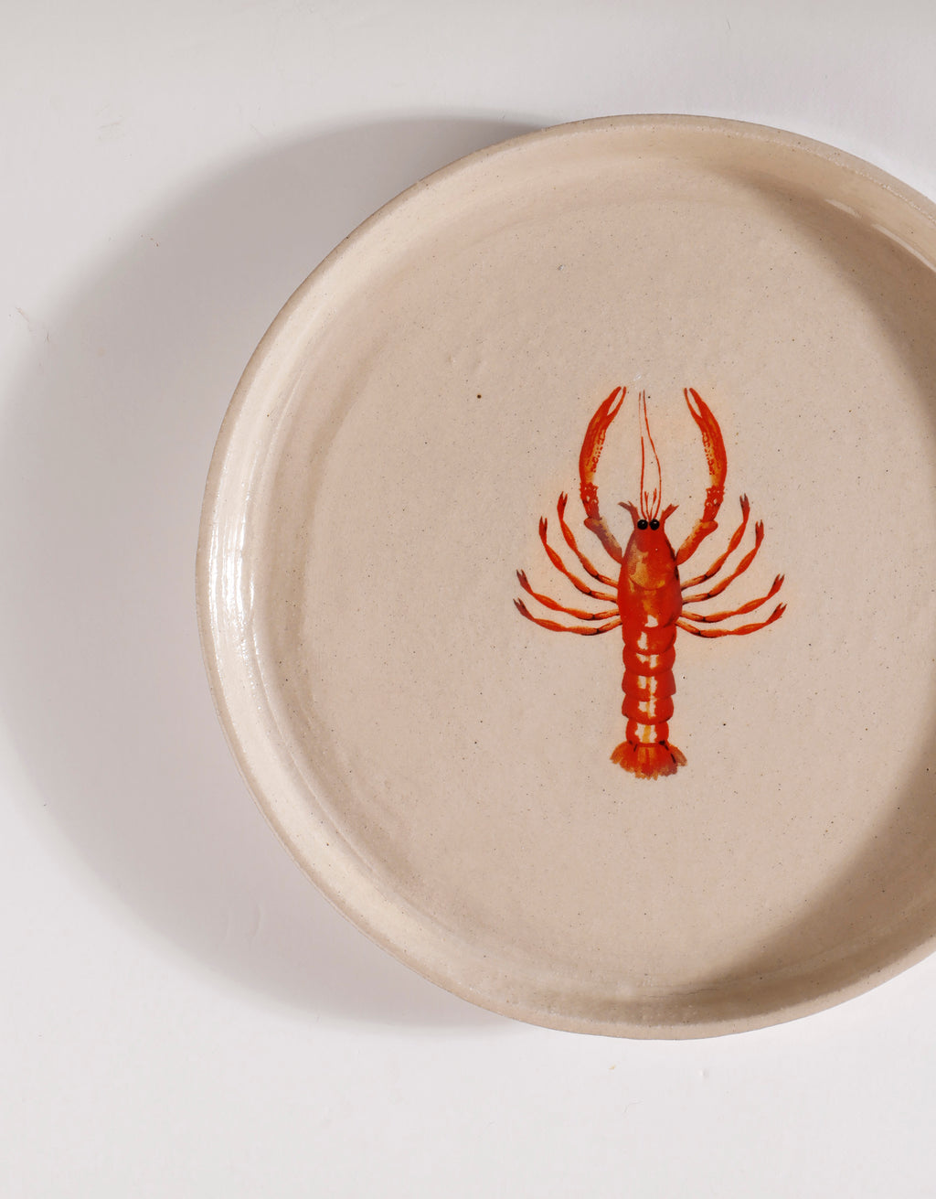 Handmade Coral Red Lobster Ceramic Stoneware Side Plate