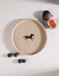 Handmade Brown Horse & Pink Stars Ceramic Stoneware Side Plate