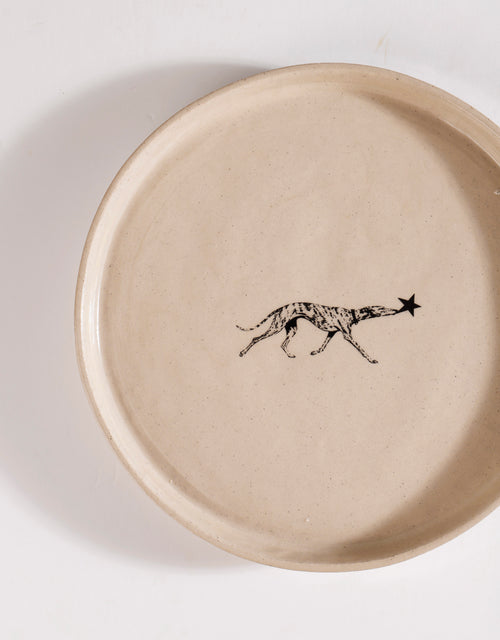 Handmade Black Brindle Greyhound Ceramic Stoneware Side Plate