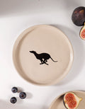 Handmade Black Running Greyhound Ceramic Stoneware Side Plate