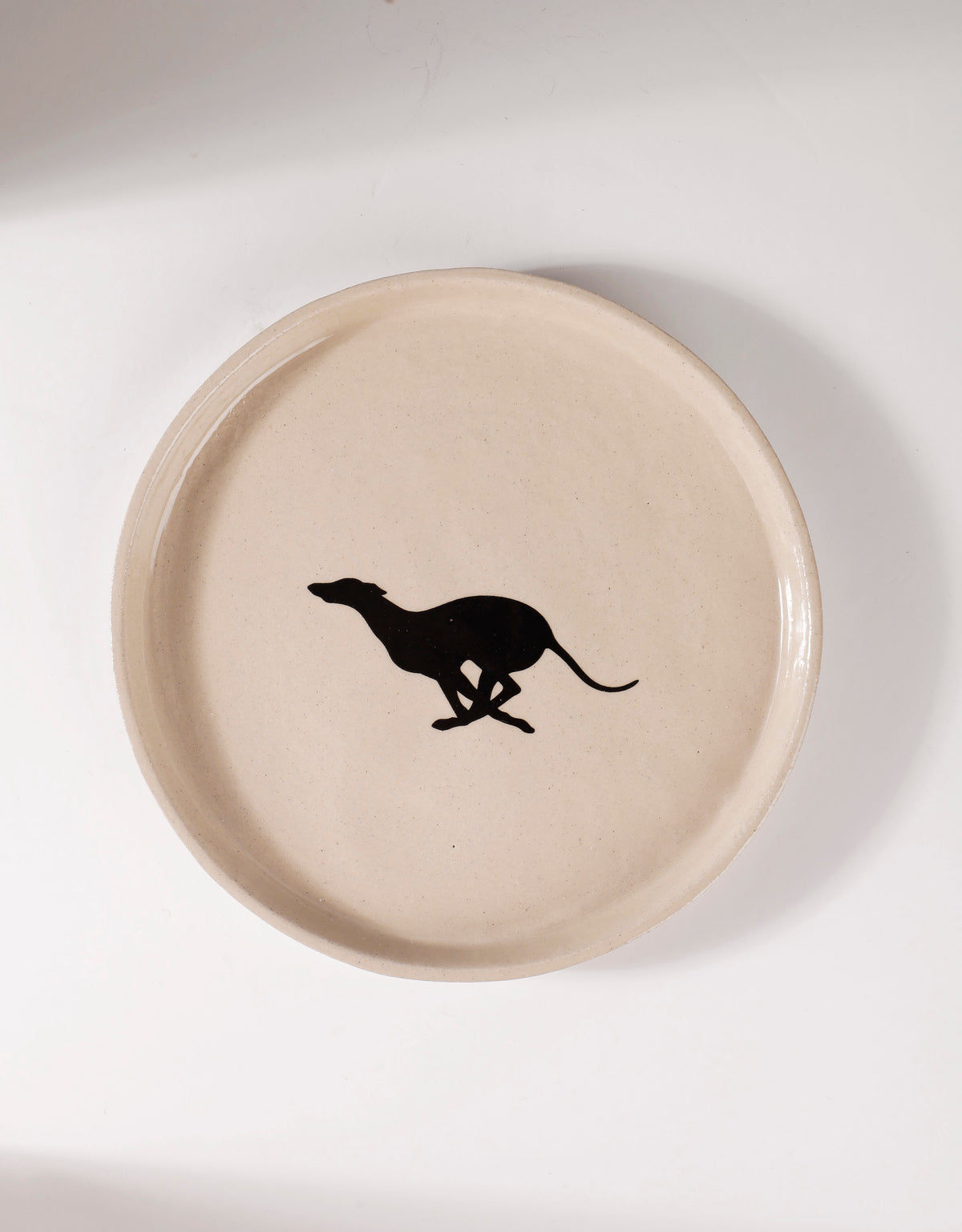 Handmade Black Running Greyhound Ceramic Stoneware Side Plate