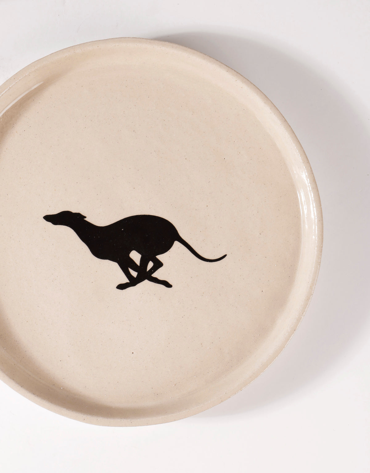 Handmade Black Running Greyhound Ceramic Stoneware Side Plate
