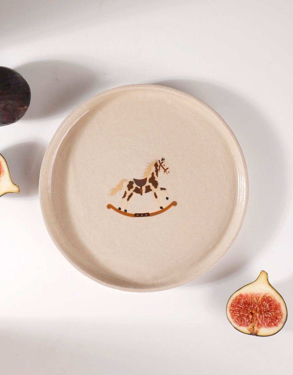 Handmade Carousel Brown & Cream Horse Ceramic Stoneware Side Plate