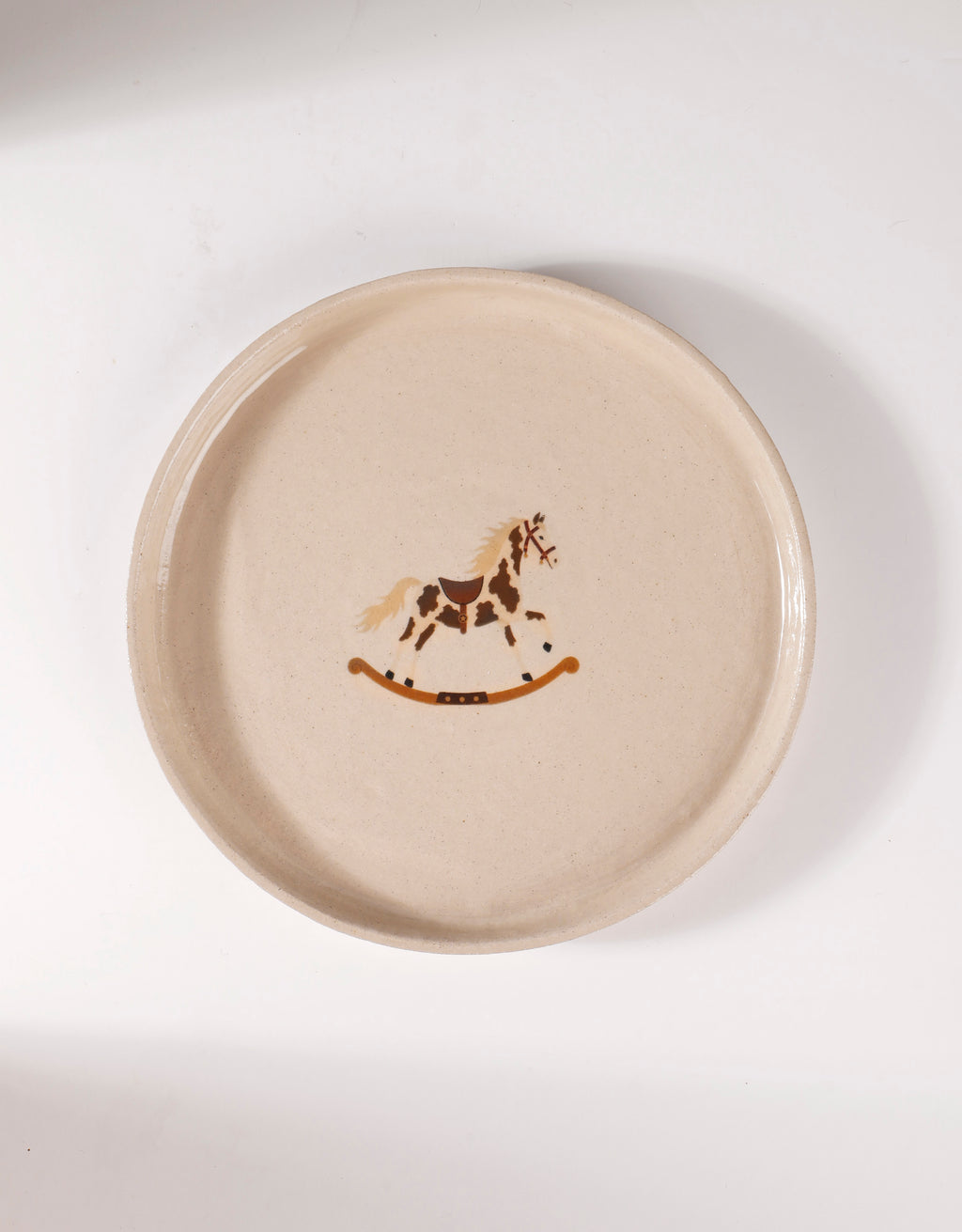 Handmade Carousel Brown & Cream Horse Ceramic Stoneware Side Plate