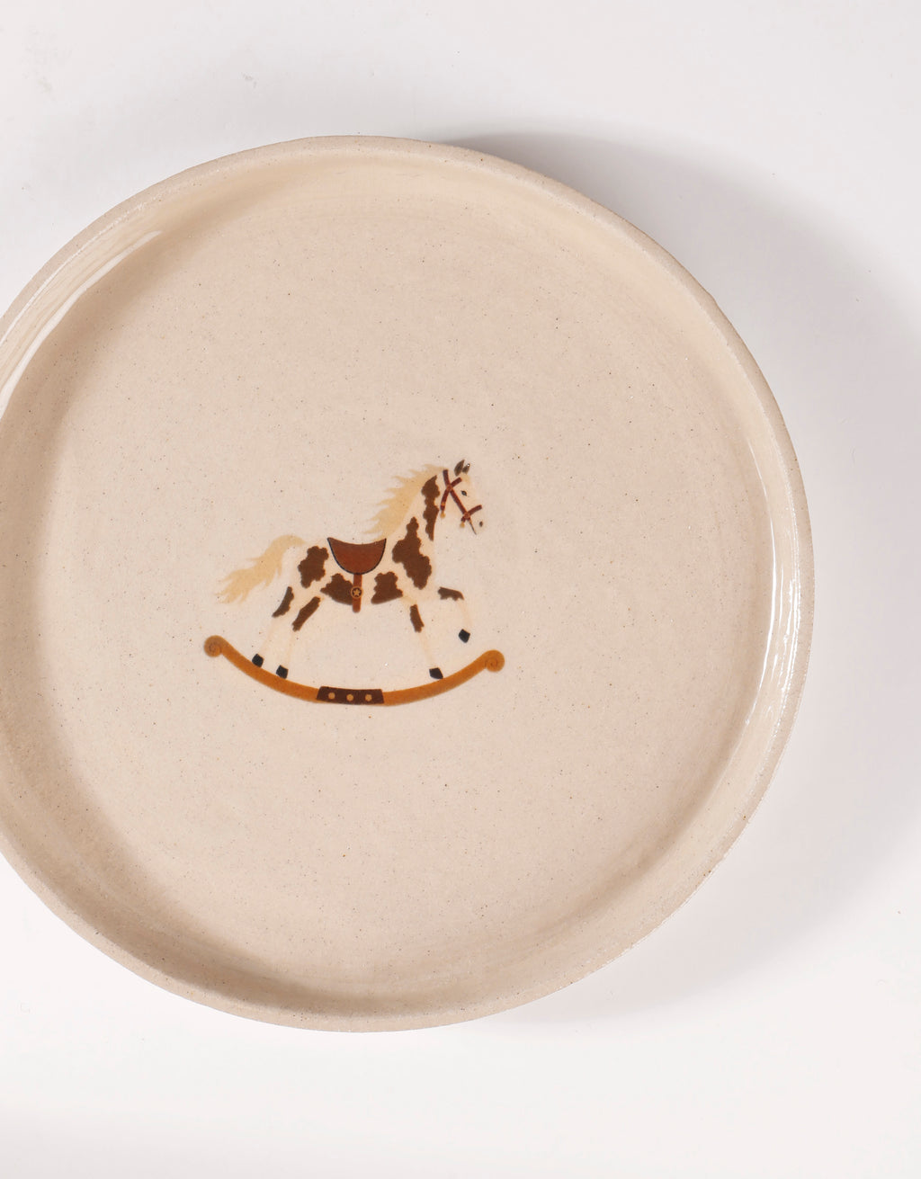 Handmade Carousel Brown & Cream Horse Ceramic Stoneware Side Plate