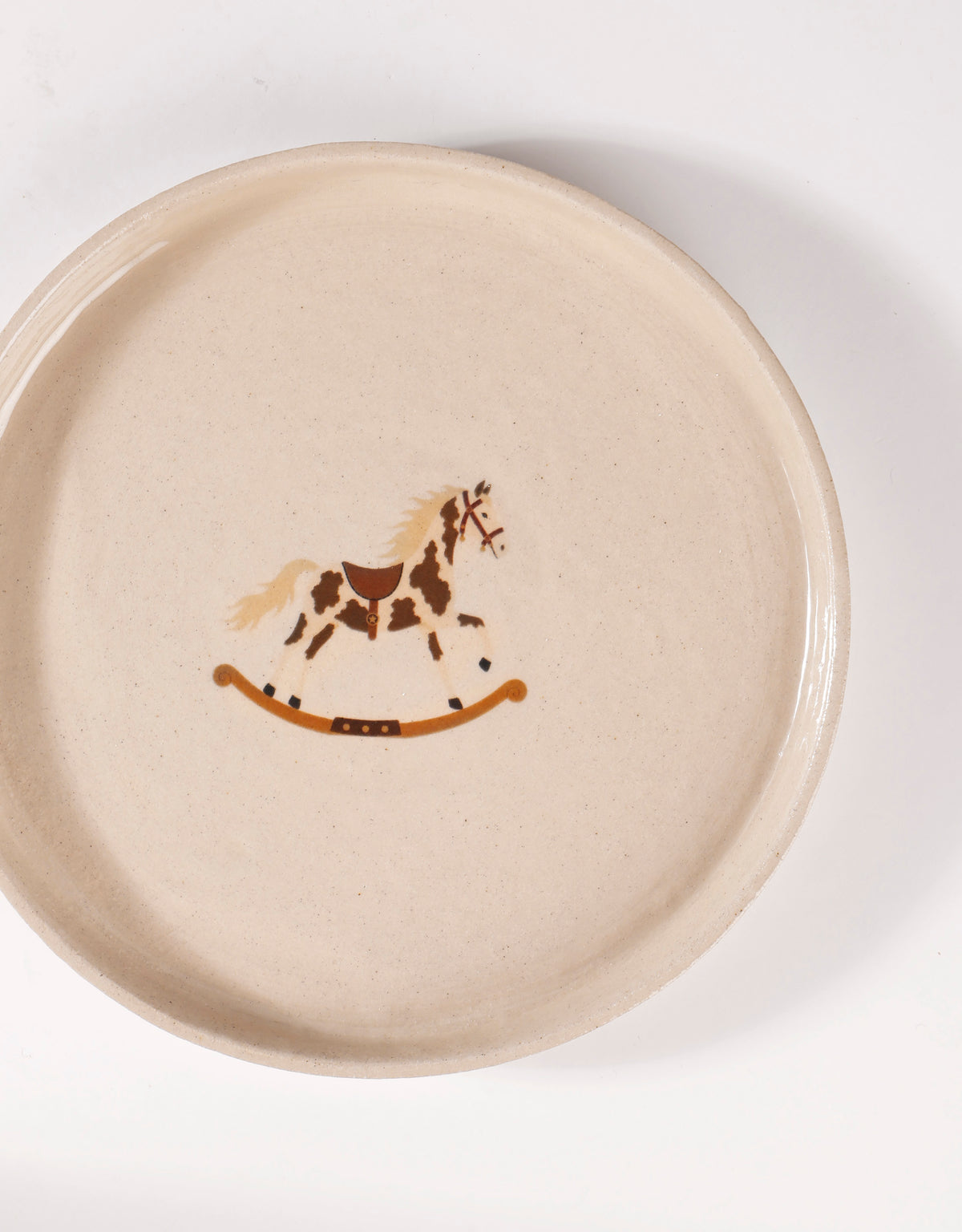 Handmade Carousel Brown & Cream Horse Ceramic Stoneware Side Plate