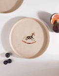Handmade Black & White Carousel Rocking Horse Ceramic Stoneware Side Plate
