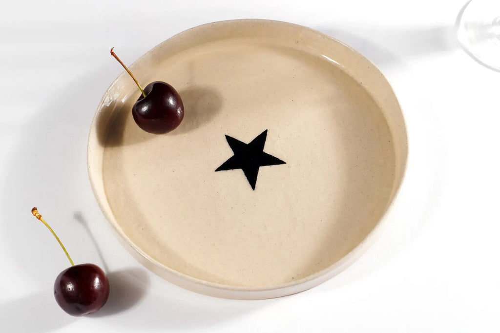 Handmade Black Star Ceramic Stoneware Side Plate