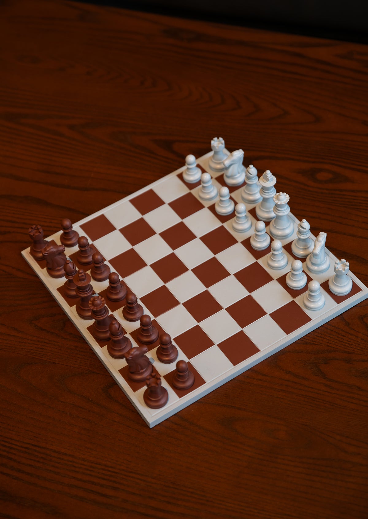 Handmade Baby Blue & Brown Chess Set
