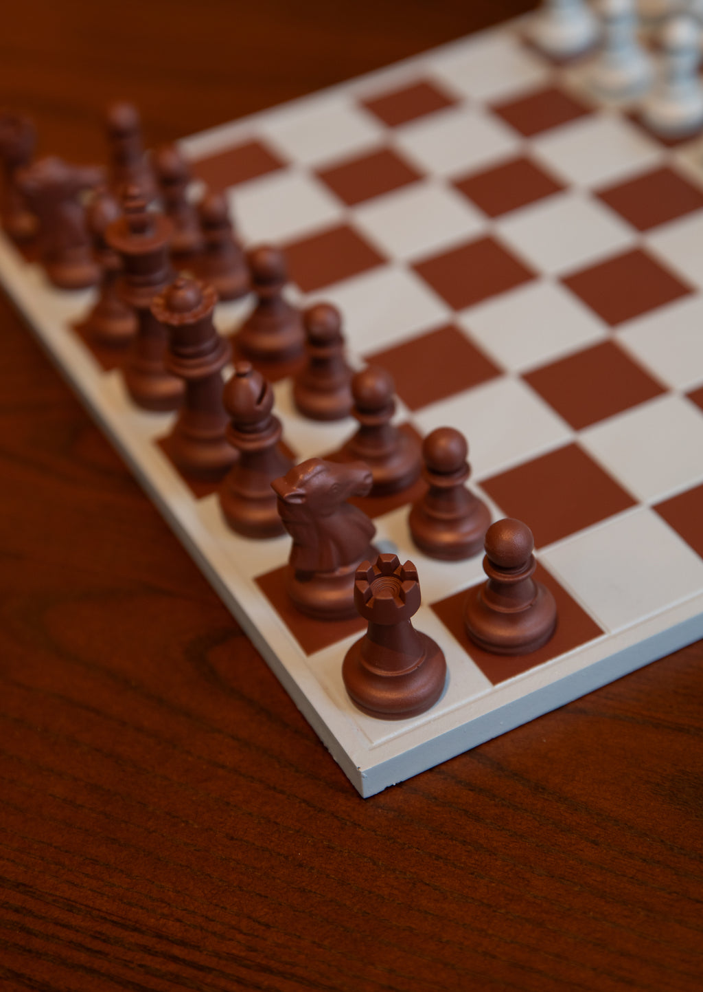 Handmade Baby Blue & Brown Chess Set