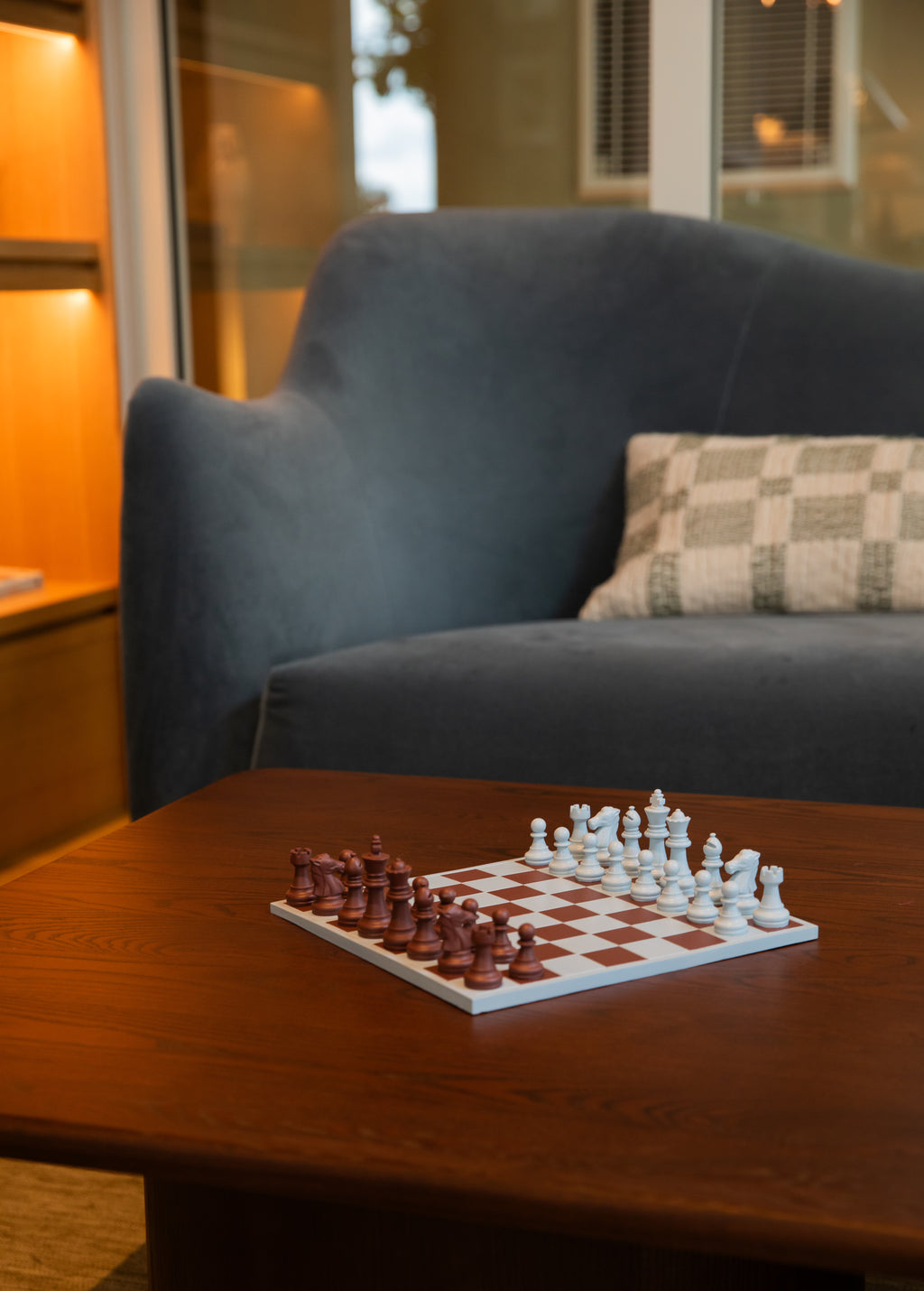 Handmade Baby Blue & Brown Chess Set