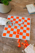 Handmade Baby Blue & Neon Orange Chess Set