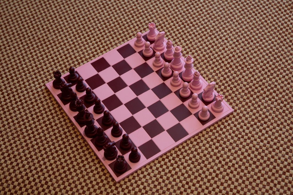 Handmade Pink & Burgundy Chess Set