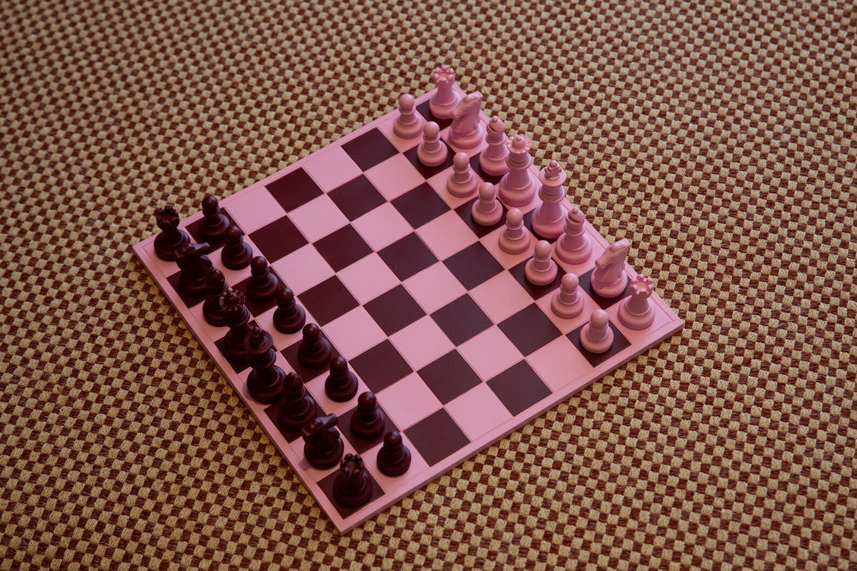 Handmade Pink & Burgundy Chess Set