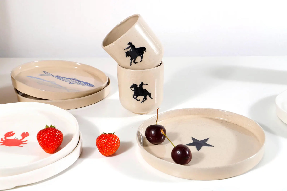 Handmade Black Star Ceramic Stoneware Side Plate